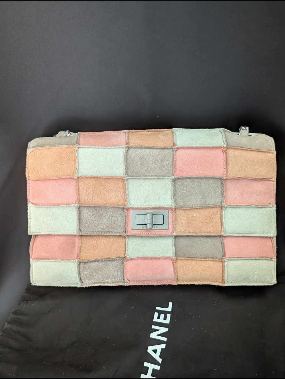 Chanel Patchwork Suede Shoulder Bag in Pastel - Rare Reissue